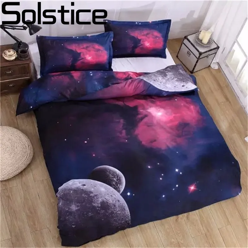 

Solstice Home Textile 3D Universe Outer Space Themed Galaxy Print Style Bedding Set Hipster Duvet Cover Pillowcase Queen Size