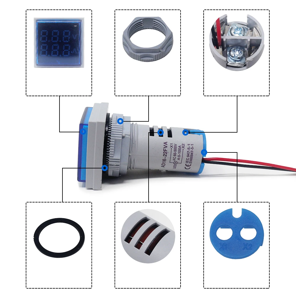 AC 60-500V 0-100A цифровой электронный Вольтметр Амперметр Двойной дисплей напряжения тока Вольт Ампер монитор