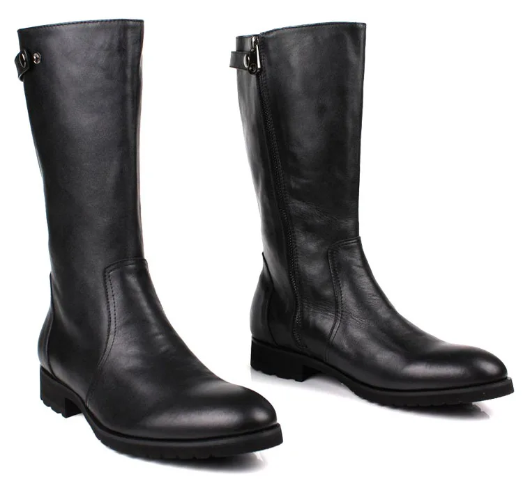 Rui Landed Men's Knee High Work Boots - Genuine Leather Lace-Up With Side Zipper, Black, Size 10 - View #7