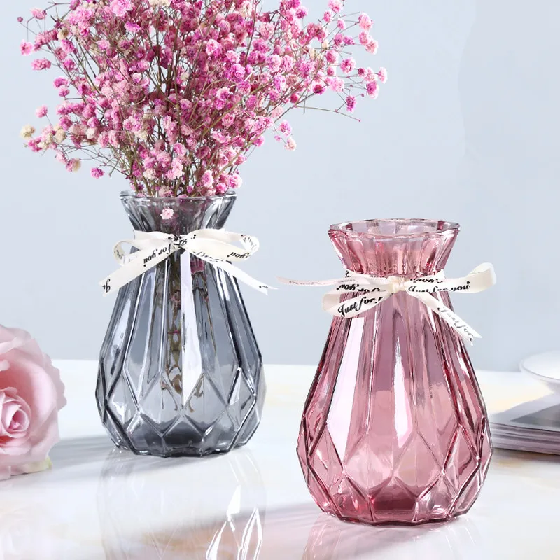 Красивая стеклянная ваза декоративная стеклянная бутылка материал искусственный бриллиант банка с рисунком цветов сад балкон гостиная цветочный шкаф