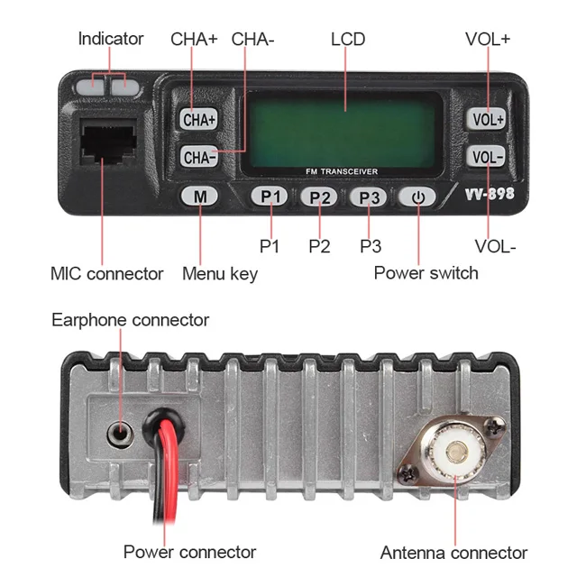 LEIXEN телефон двухдиапазонный VHF/UHF 136 174/400 470 МГц комплект 10 Вт автомобильный