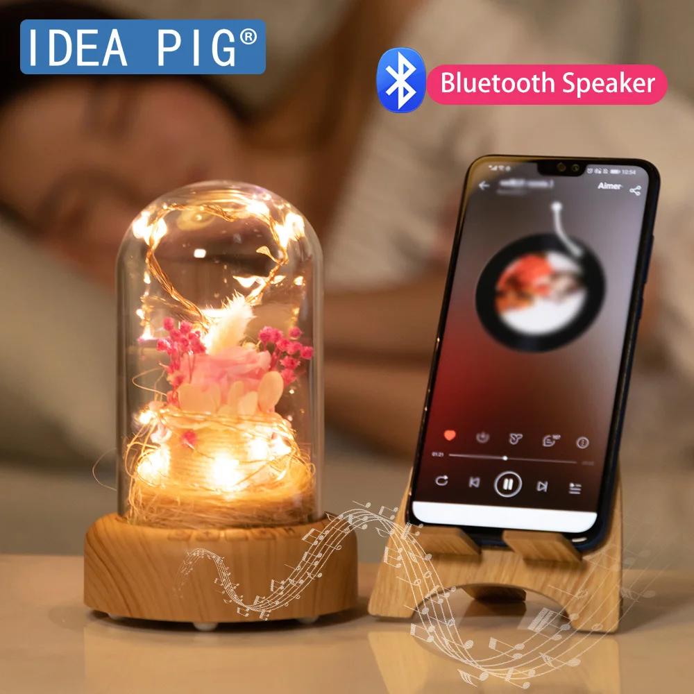 

2 Color Bluetooth Speaker Forever Rose Flower Festive Preserved Immortal Fresh Rose In Glass Mothers' Day Valentine's Day Gift