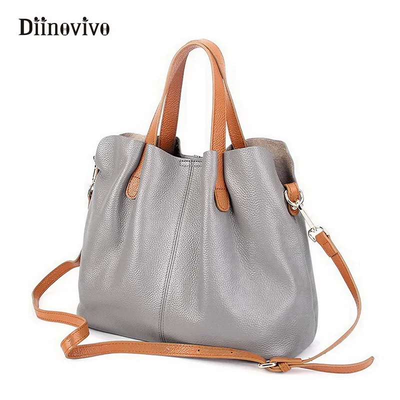 

DIINOVIVO Women Genuine Leather Handbags Europe Fashion Designer Women's Shoulder Bags Luxury Large Tote Bolsa Feminina WHDV0072