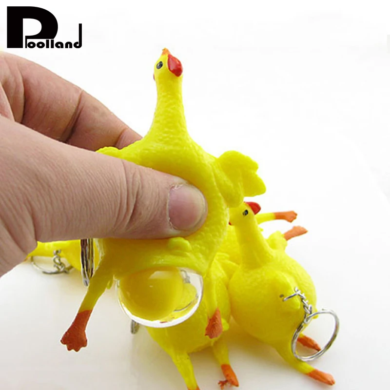 1pcs Chicken Egg Ball Squeeze Toys Stress Relief Antistress Trick Toy For Kids Keys Ring Novelty