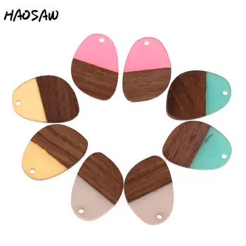 

HAOSAW Choose 6Pcs/Lot Irregular Oval/Half Wood Half Resin/DIY Jewelry Making/HandMade/Earring Findings/Fine Jewelry