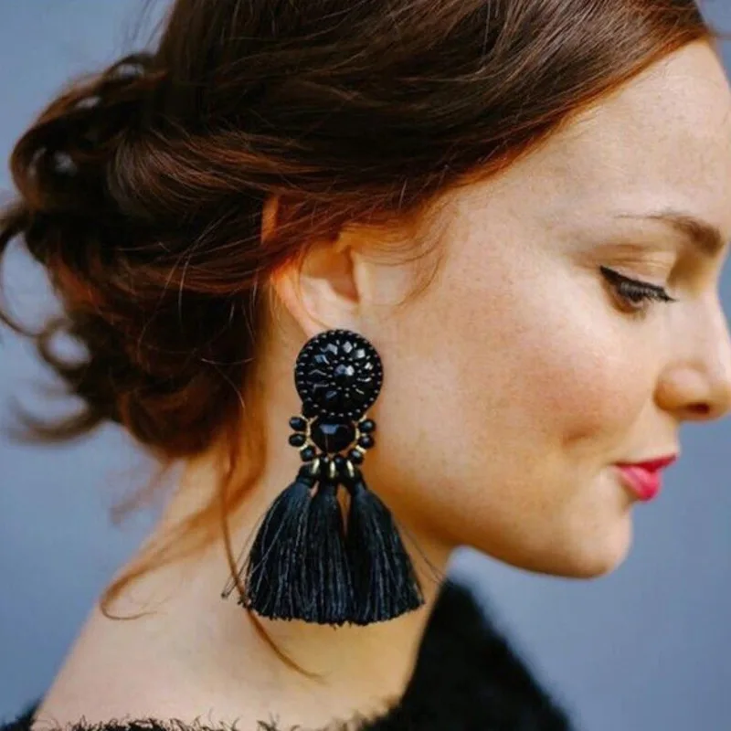 

2018 Brincos Women Brand Boho Drop Dangle Fringe Earring Vintage ethnic Statement Tassel earrings fashion jewelry Charms B24