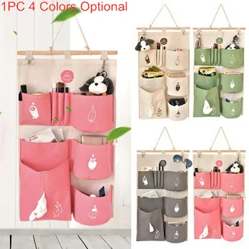 

Storage Bag Multi-layer Canvas Hanging Bag Home Kitchen Storage Bag 9 pocket Cosmetic Storage Bag Hanging Wall Organizer Holder
