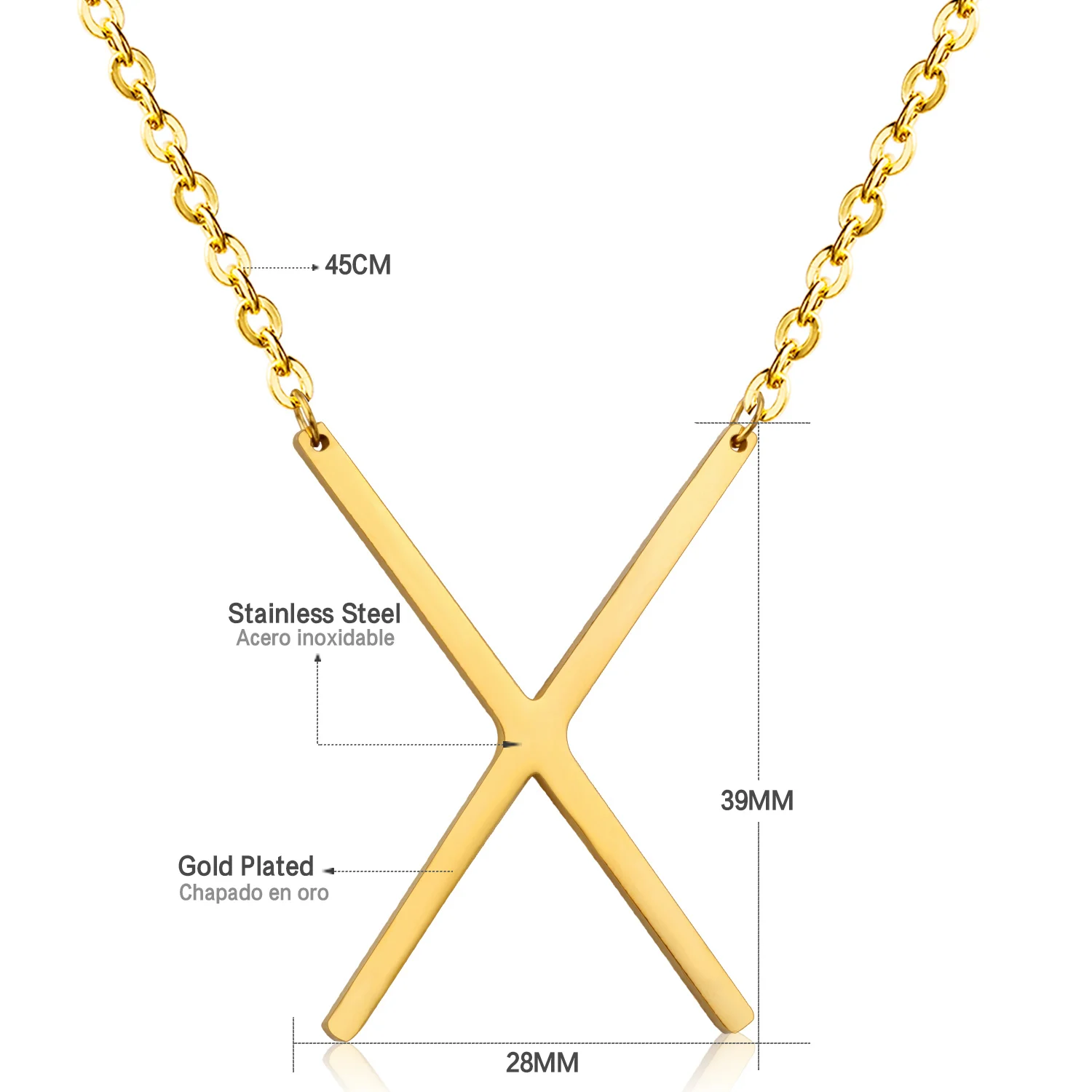 Роскошное ожерелье из нержавеющей стали 26 с подвеской в виде алфавита, арабское ожерелье, индивидуальное Золотое Ювелирное колье - Окраска металла: X