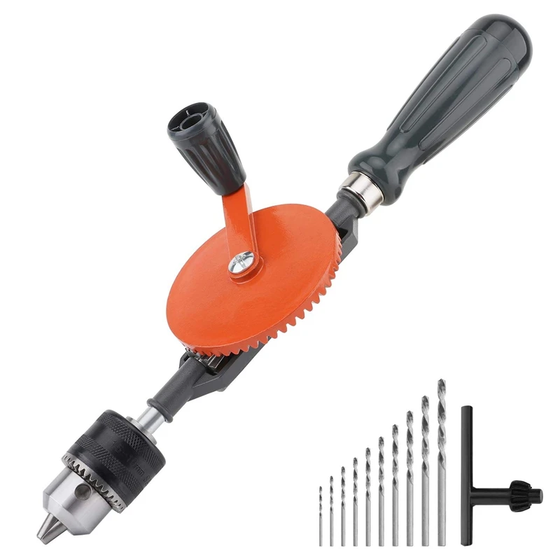 

Hand Drill,Powerful Capacity Precision Chucks Cast Steel Double Pinions Manual Drill For Wood Plastic Acrylic Circuit Board Pu