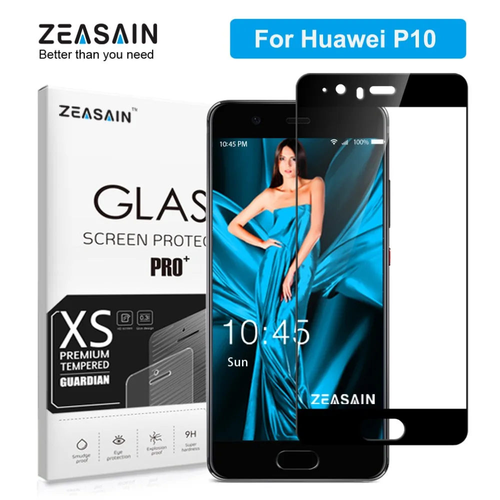 

ZEASAIN Full Cover Tempered Glass for Huawei P10 P 10 Screen Protector 5.1 Inch 2.5D 9H Hardness Premium Glass Safety Film