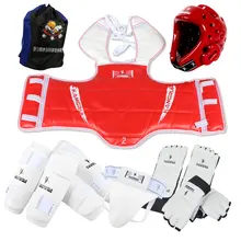 Взрослые дети тхэквондо протекторы wtf TKD защита 8 Шт Униформа голень, рука грудь паха протектор каратэ шлем