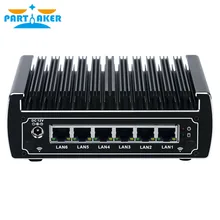 Partaker 6 Ethernet LAN fanless pfsense Mini PC Intel Skylake core i3 7100U DDR4 Ram AES-NI linux server firewall computer