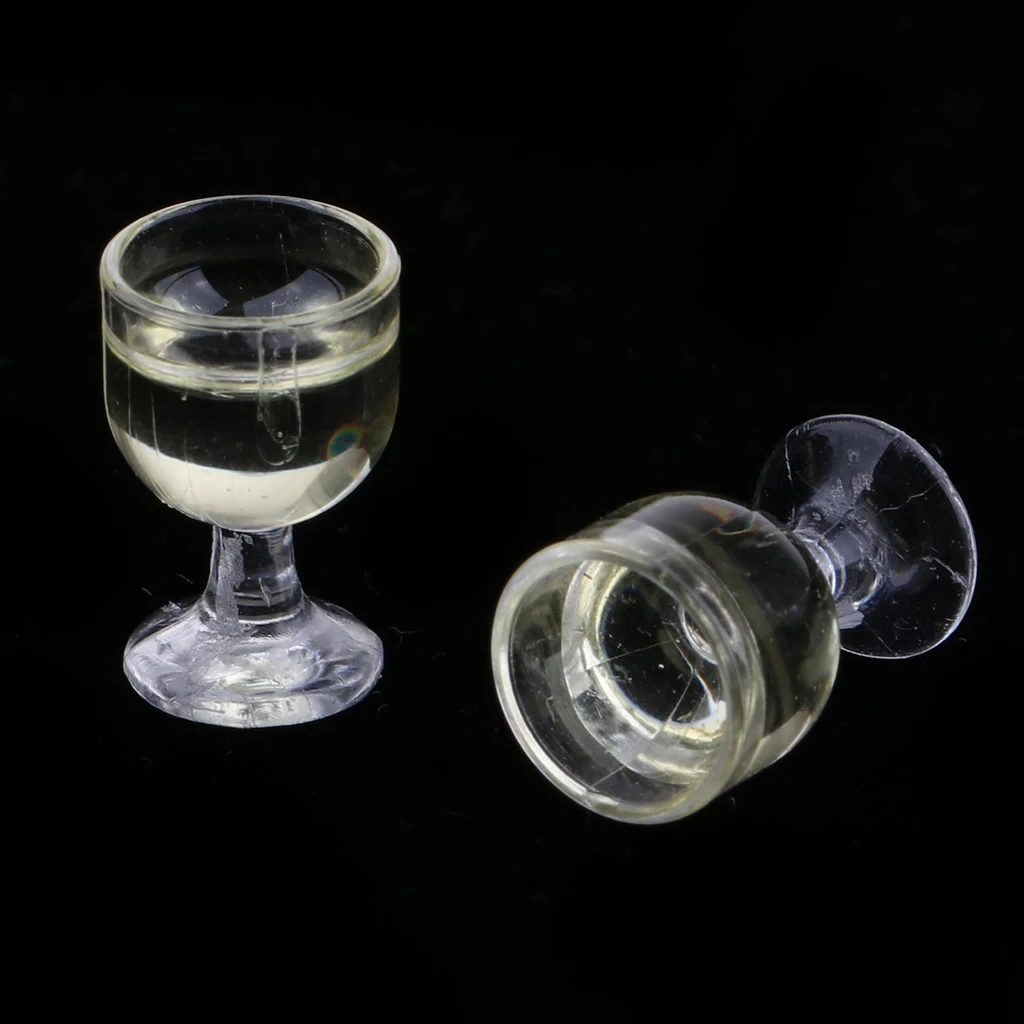 10 Pieces Wine Glasses Champagne Cup Goblet Dollhouse Miniature Colorful Life Scenes Decorations Kids Pretend Play Toy
