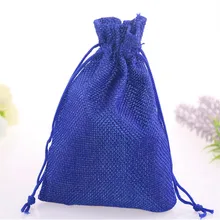 New Design Wholesale 20pcs/lot Sapphire Drawstring Burlap Christmas Gift Bag Beam Packaging Bags Jewelry Pouch Bag