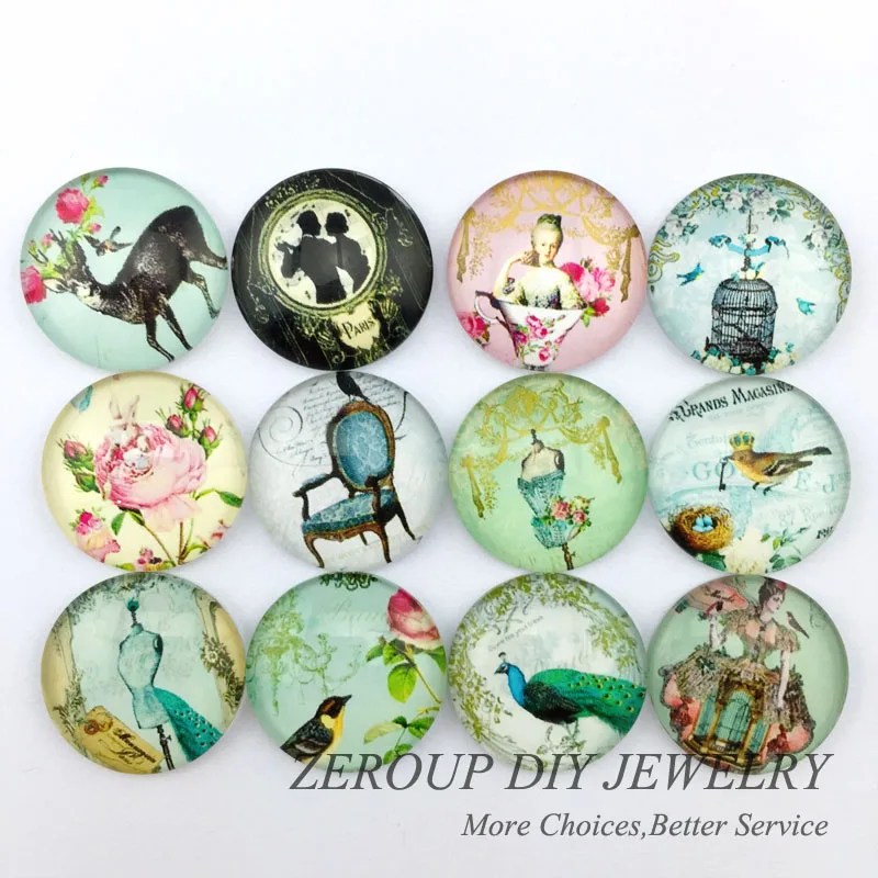 Круглый стеклянный кабошон ZEROUP 30-35 мм изображения смешанный рисунок подходит для