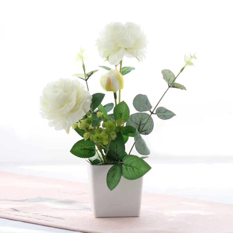 الراقية محاكاة روز الفاوانيا ملابس حريرية البلاستيك ورد صناعي وعاء مجموعة المنزل طاولة غرفة المعيشة الديكور زهرة صغيرة الحلي الراقية محاكاة روز الفاوانيا ملابس حريرية البلاستيك ورد صناعي وعاء مجموعة المنزل طاولة غرفة المعيشة الديكور زهرة صغيرة الحلي