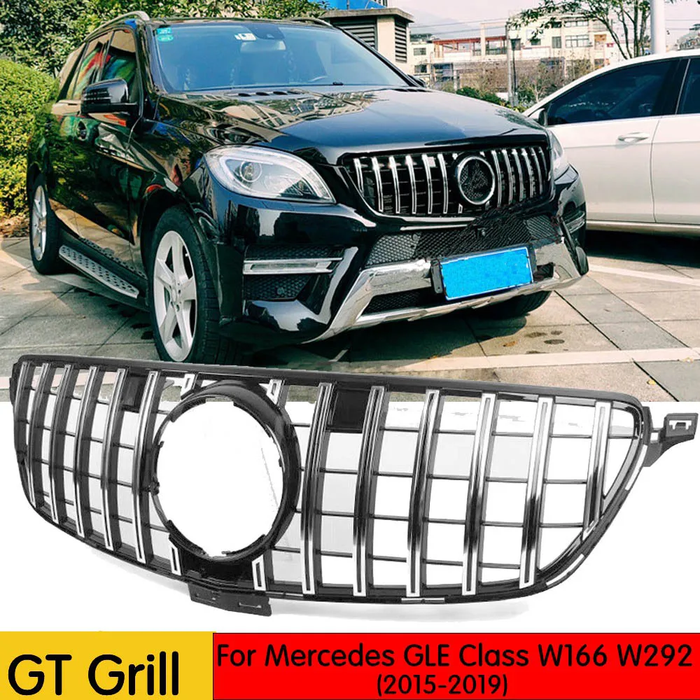 

GT R Grille For Mercedes Benz GLE Class W166 W292 Coupe 4Matic SUV Chrome Front Racing Grill 2015-2019 GLE300 GLE320 GLE350