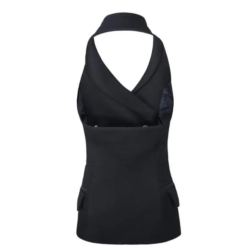 LXMSTH Women Vests Fashionable Double Breasted Slim Sleeveless Suit jacket Office Waistcoat Female Colete Feminino veste femme