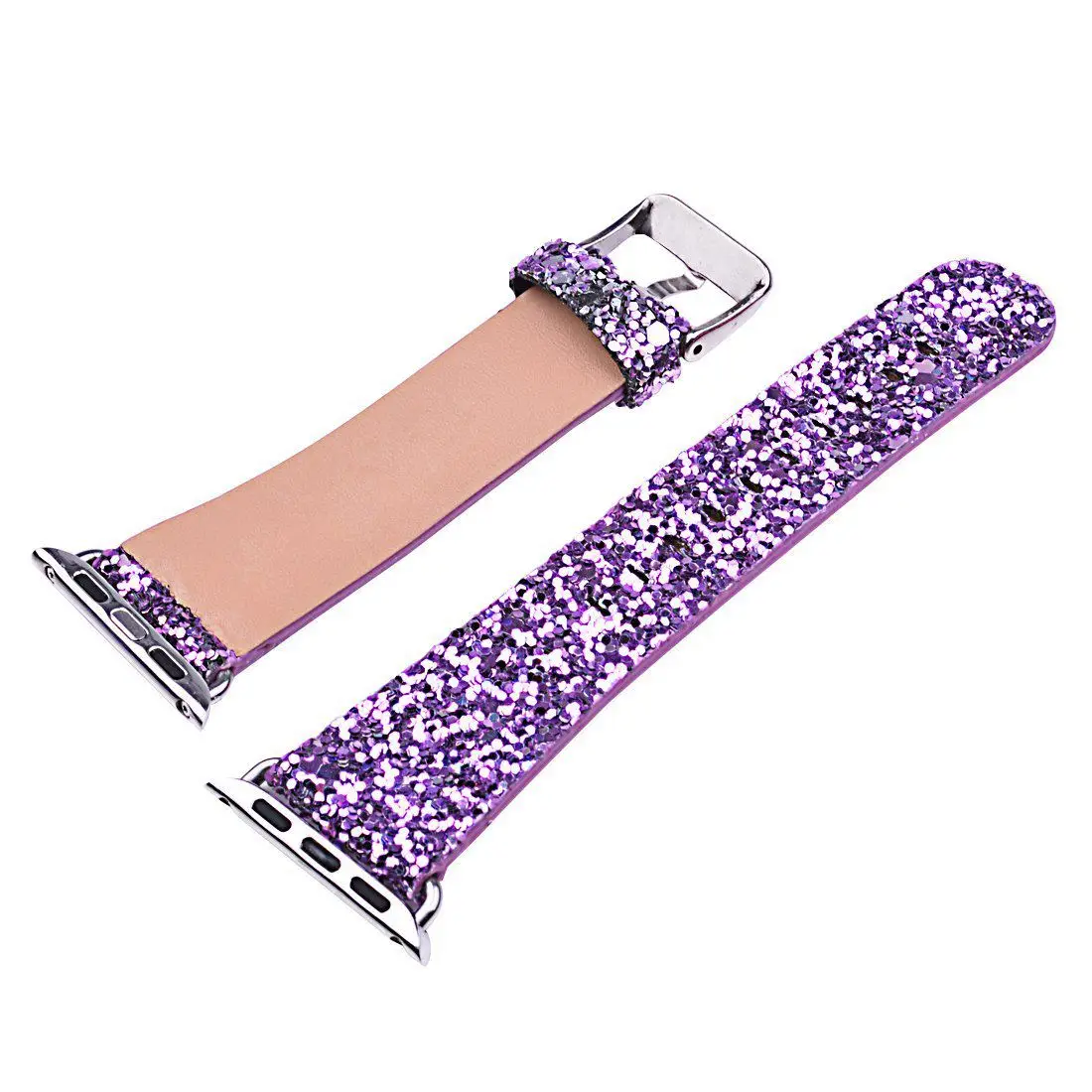 

Bling Leather strap wrist band with stainless steel buckle for apple watch 38mm 42mm