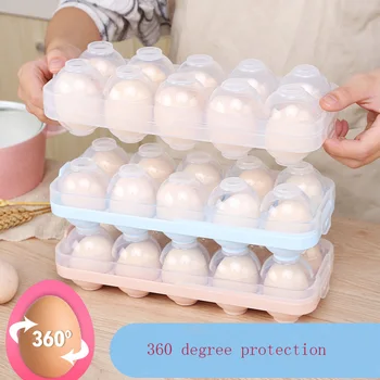 

Creative Plastic Transparent Egg Storage Box Organizer Multi-Function Home Kitchen Refrigerator Fresh Anti-Collision Storage Box