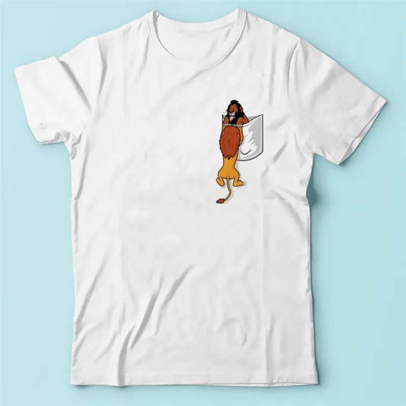 

lion king simba in pocket funny t shirt men brand new white casual top tee