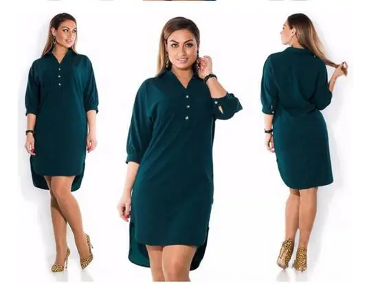 Clobee Мода, женские длинные рубашки, блузки, элегантные шифоновые блузки для девушек, топы, модная туника для офиса, одежда для работы, XL-6XL - Цвет: Зеленый