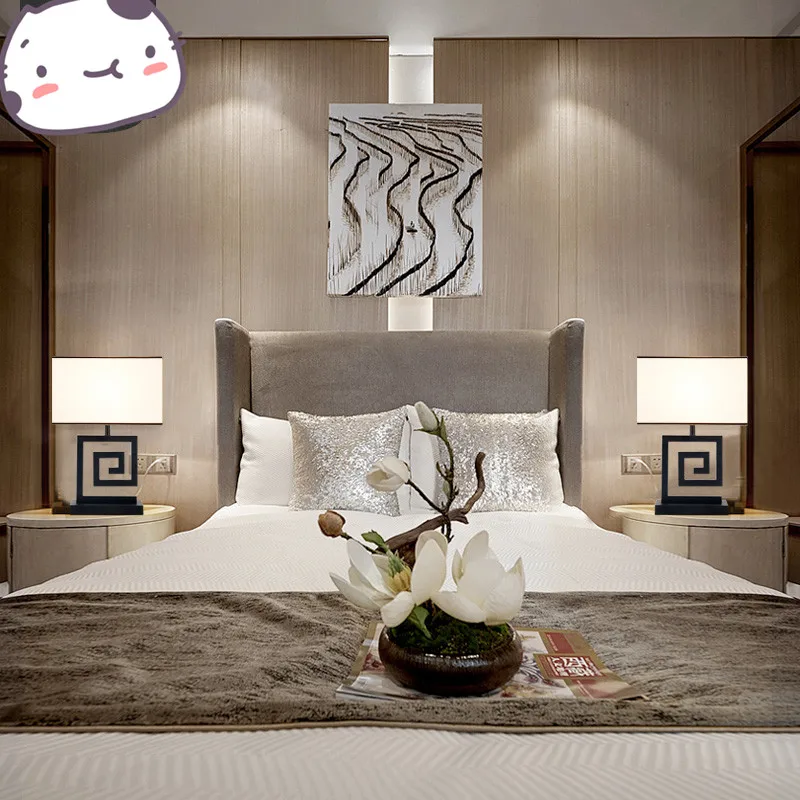 Классический китайский стиль ретро ткань железные настольные лампы для спальни E27 led в творческой прикроватной тумбочке декор настольные лампы для отеля