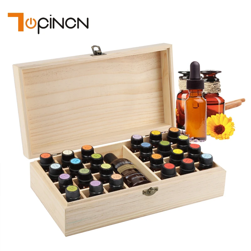 

25 Grids Wooden Storage Box Organizer For Essential Oil Carrying Case Aromatherapy Container Treasure Jewelry Storage Box
