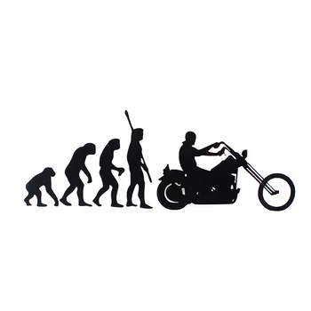 

19.5*7.1CM Fashion Human Evolution Motorcycle Car Stickers Fun Reflective Vinyl Decals Black/Silver RW-028