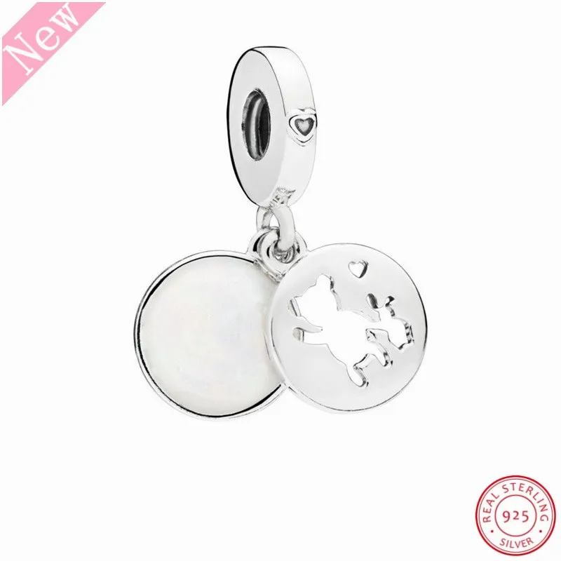 

925 Sterling Silver Teddy Bear & Rabbit Silhouette Perfect Pals Pendant Beads DIY Fit PANDORA Charms for Jewelry Making FL721