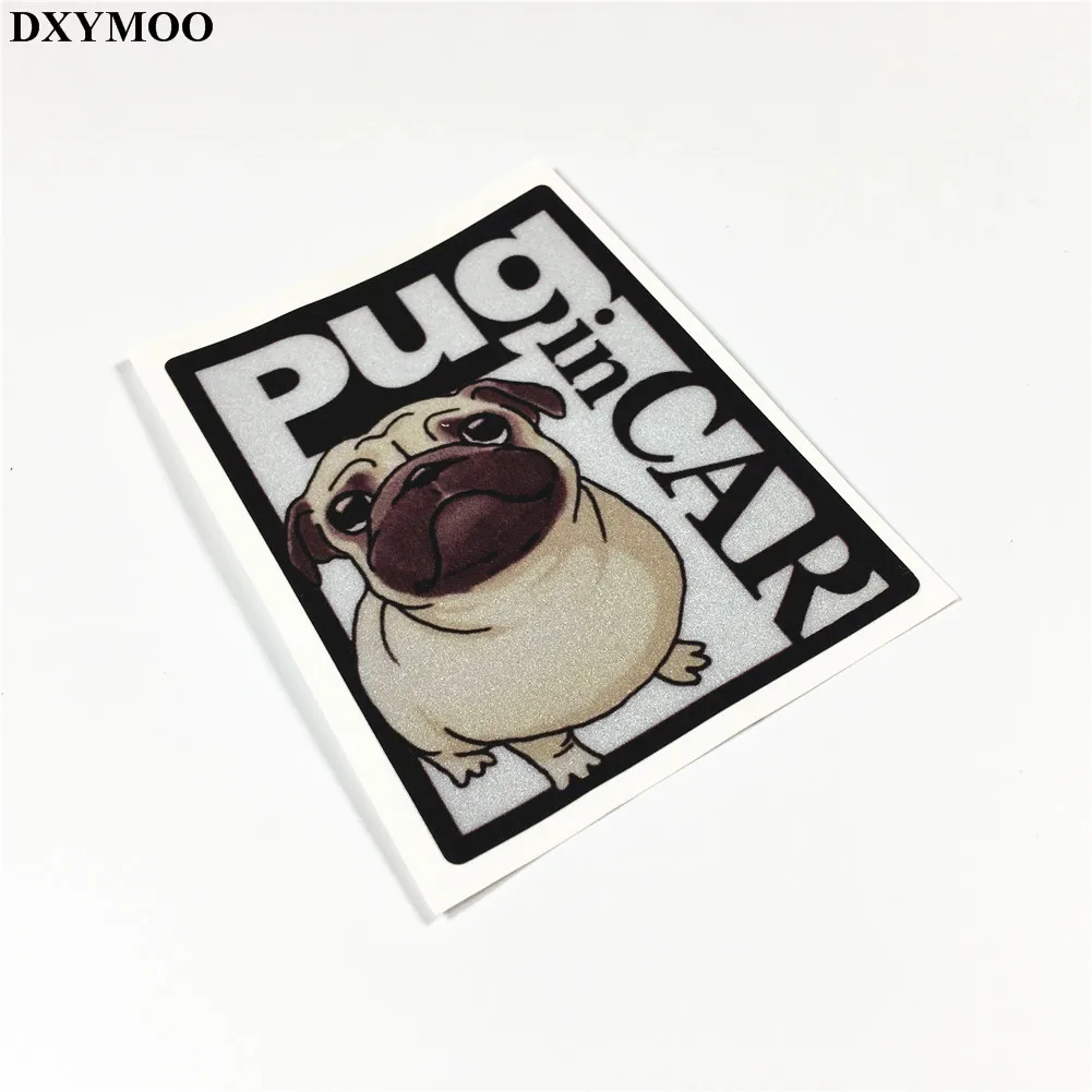 

Animal Dog PUG IN CAR Car Stickers Warning Cute Auto Window Decals Car Styling 3M 10x7.2cm