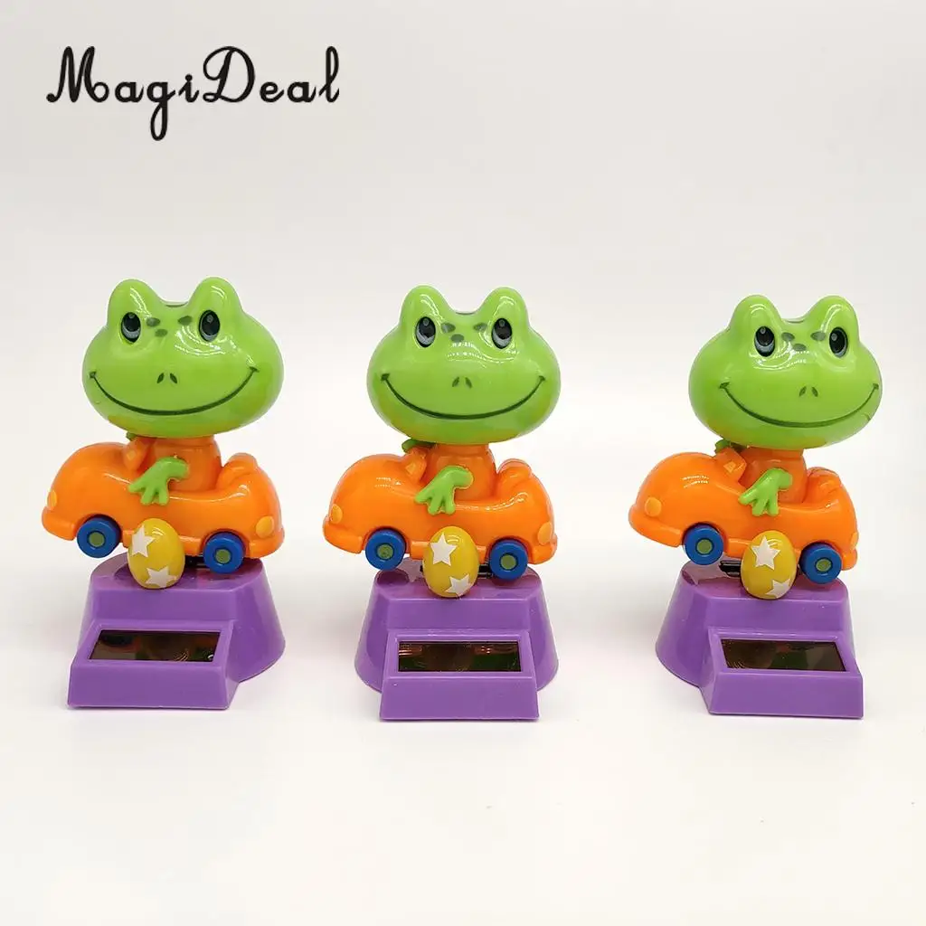 Cartoon Solar Powered Frog Driver Animal Figurine - Dancing Swing Model Kids Educational Toy Car Desk & Festival Decor