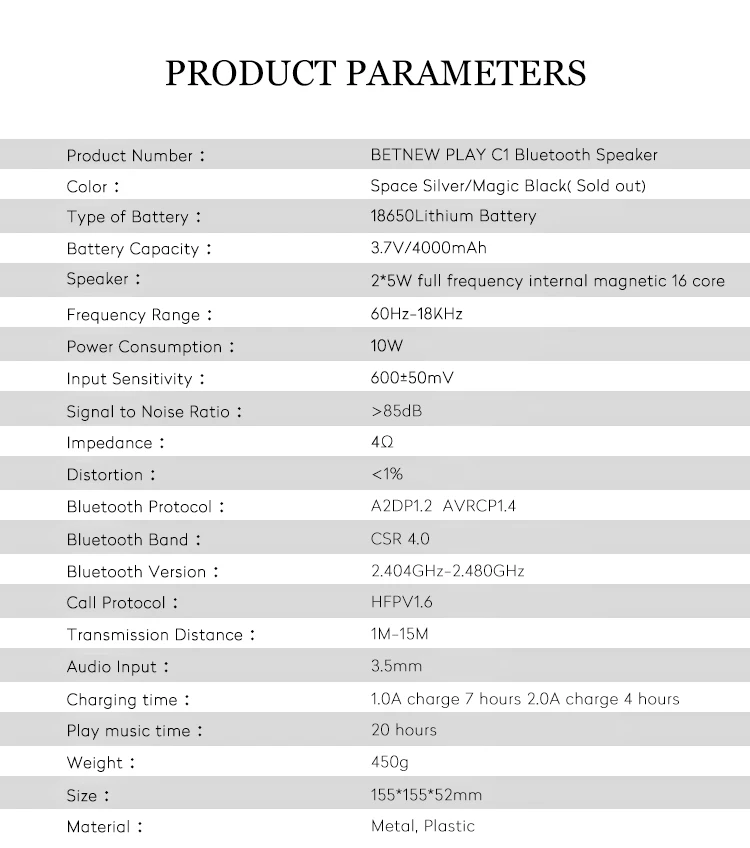 Круглая скобка тип портативный Bluetooth беспроводной динамик металл-пластик Bluetooth динамик 3D объемный супер бас стерео динамик