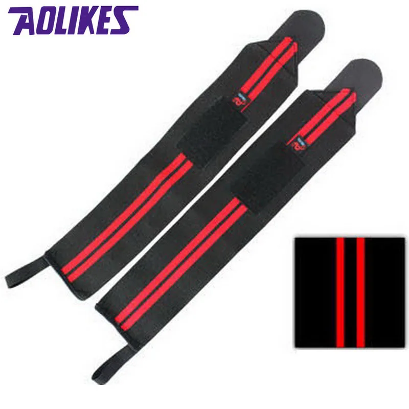 AOLIKES 1 Pair Weightlifting Wristband Sport Training Hand Bands Wrist Support Strap Wraps Bandages For Powerlifting Gym Fitness