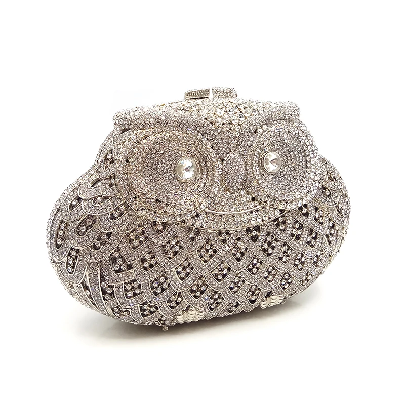 Animal bird design clutch women evening party bag diamonds owl shape crystal purses bridal wedding party crystal clutches