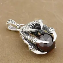 925 пробы Серебряный Дракон коготь и Красный CZ Dragon Ball Мужская Байкерская рок-панк Подвеска 9F005 JP