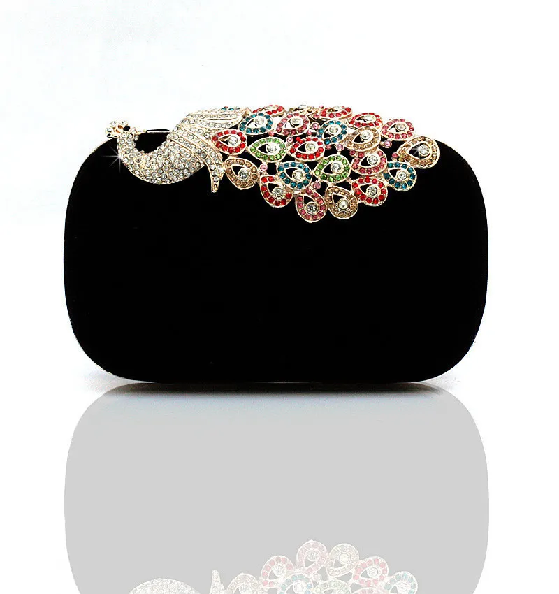 Женский бархатный клатч с жемчугом и кристаллами, вечерние сумки для женщин, велюровые вечерние сумки для свадьбы, сумочка для невесты, роскошный мини кошелек для дня, bolsos - Цвет: Peacock Black