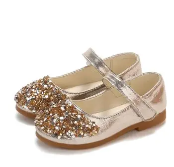 

Princess Glitter Leather Girls Shoes Soft Comfortable Shiny Sequined Kids Shoes Princess Show Performance Flats