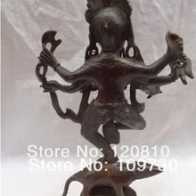 Бир 00666 1" Китайский Бронзовый 6 Arms Ганапати Ганеш Господь Ганеша Будда На Мыши Статуя