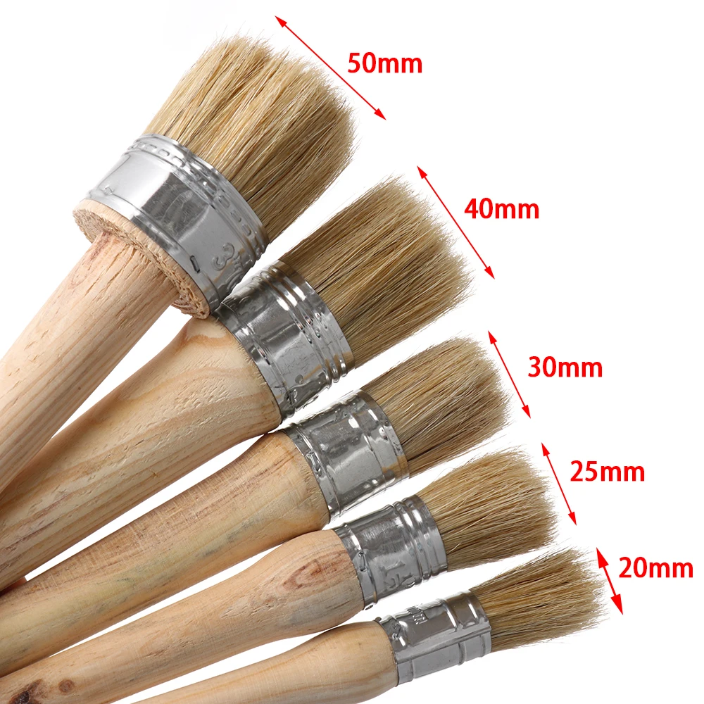 1PC Wood Large Brushes with Natural Bristles Chalk Paint Wax Brush for Painting or Waxing Furniture Stencils Folk art Home Decor roller cover