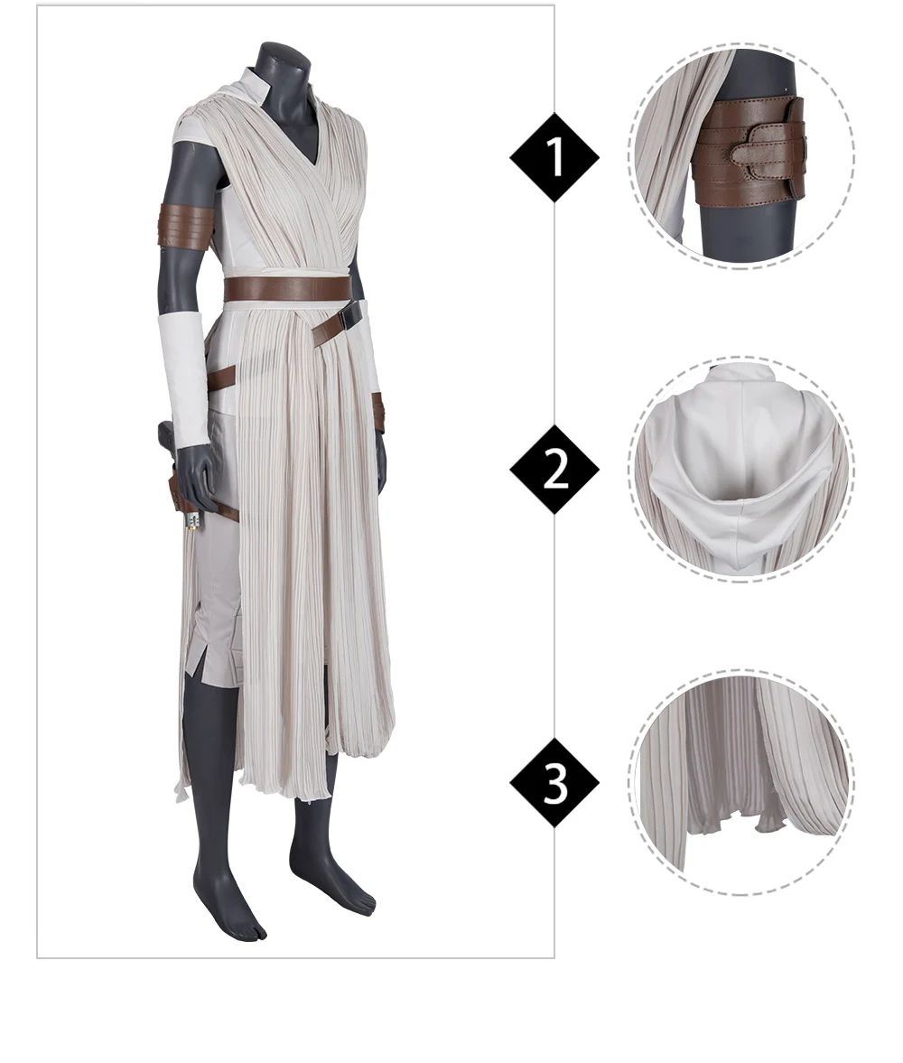 Rey Costume Star Wars 9 The Rise of Skywalker Cosplay Halloween Adult Superhero Jedi Rey Outfit Cosplay Boots Women Pants