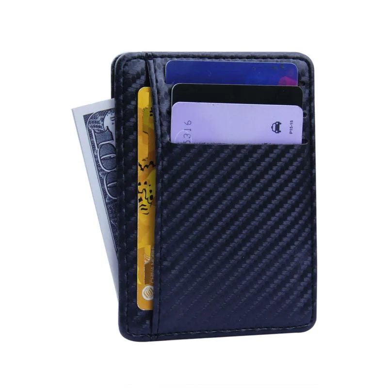 2018 New Fashion Pu Leather Carbon Fiber Pattern Wallet Mini Slim Business Men Credit Card ID Holder with RFID Anti-chief Purse | Багаж и