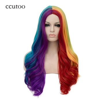 Ccutoo-Peluca sintética de 70cm de largo ondulado, mezcla de colores, Cosplay, resistente al calor, pelucas completas