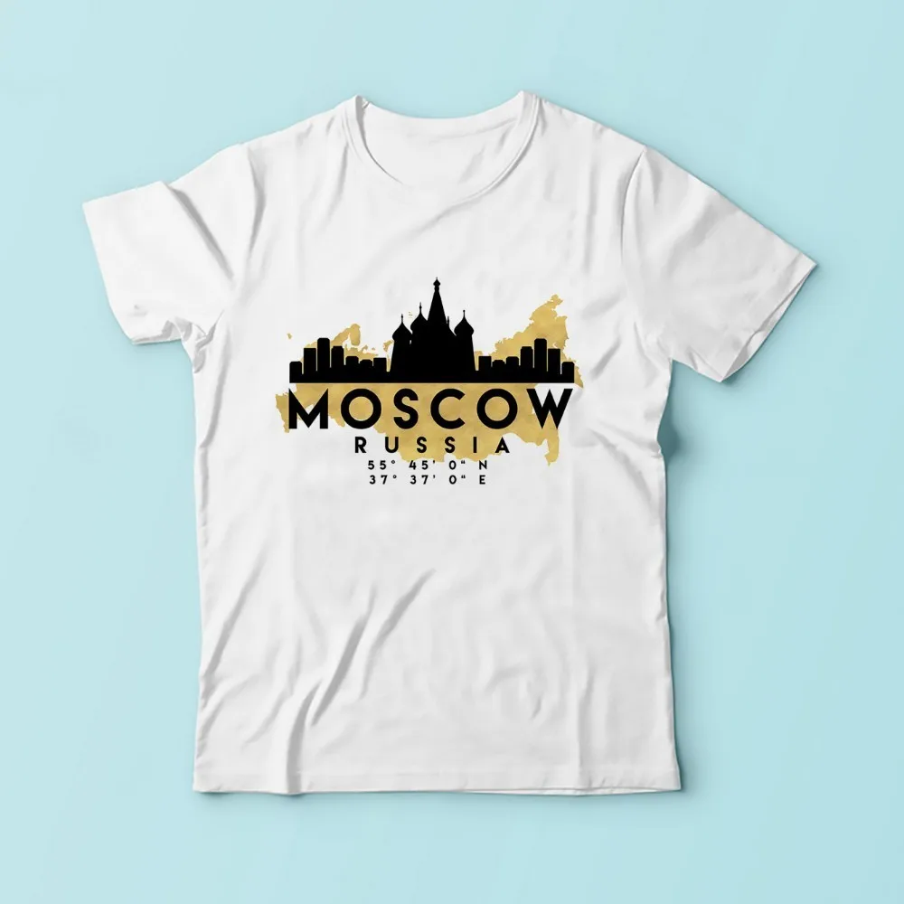 Забавная Мужская футболка с надписью Россия Москва впечатление координаты