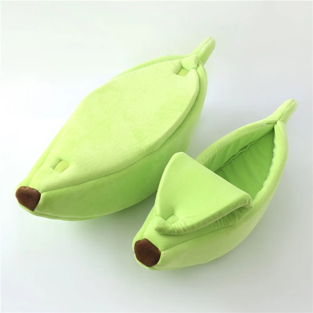  Banana Cat Bed House Cozy Cute Banana Puppy Cushion Kennel Warm Portable Pet Basket Supplies Mat Be
