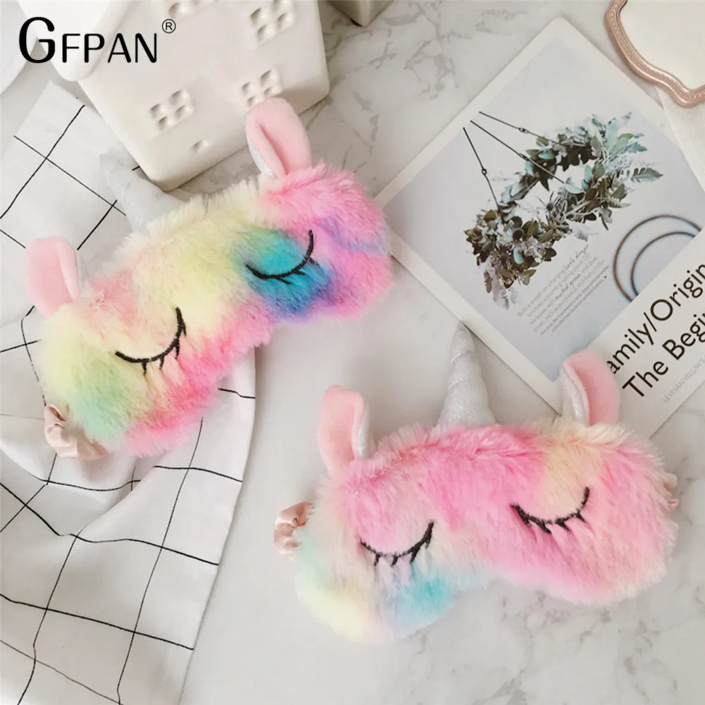 1pc Super Quality Sweet unicorn eyes mask headband Kawaii Animal Plush Cartoon Christmas Gift Stuffed Unicorn Toys for Children