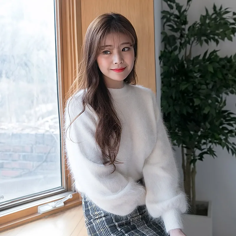 2022 New genuine mink cashmere sweater women 100% pullovers warm fluffy soft sweaters free shipping JN002 | Женская одежда