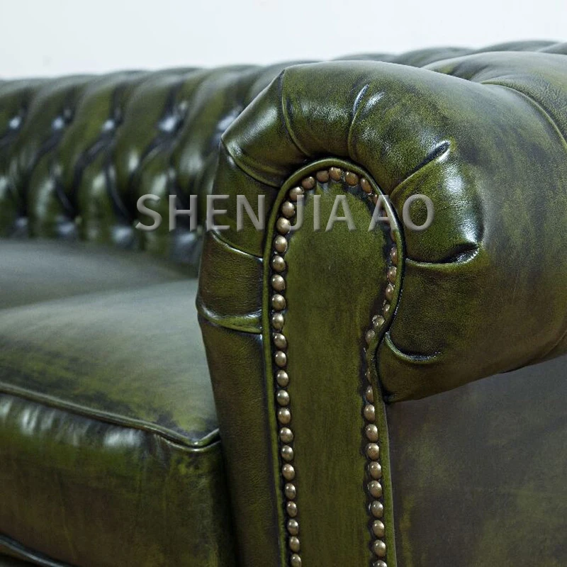 Трехместный Европейский кожаный артистический диван ретро Ностальгический кожаный ретро-диван три человека многофункциональный диван для гостиной 1 шт
