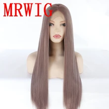 MRWIG длинный шелковистый прямой мксид Цвет Средняя часть синтетический парик фронта шнурка Термостойкое волокно Косплей 26in 320 г для женщин