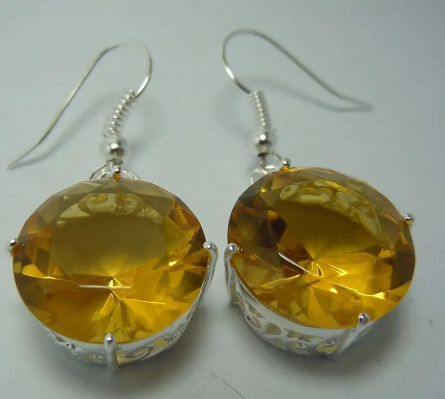 

Free transport wholesale processing customized fashion Sterling Silver Oval Citrine Earrings